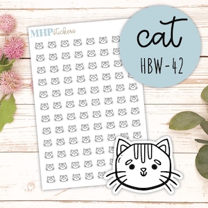 CAT - Black & White Icon. Planner Stickers || HBW-42