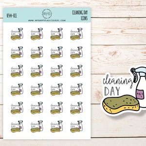 CLEANING DAY / Sponge and Bottle Icon. Planner Stickers || H544-011