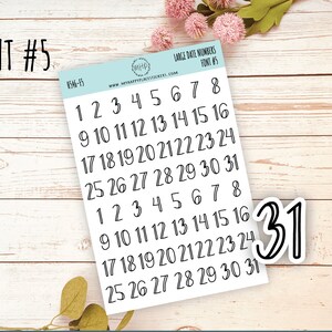 Sticker Set of Large Date Number Stickers for Planners, Organizers and Bullet Journals S06 image 6