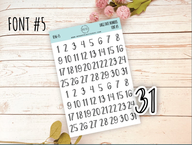 Sticker Set of Large Date Number Stickers for Planners, Organizers and Bullet Journals S06 image 6