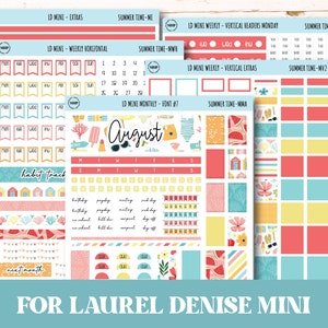 August Stickers for Small Horizontal & Vertical Laurel Denise Planners. (Formerly Mini Planner)  &quot;Summer Time&quot;  || MST