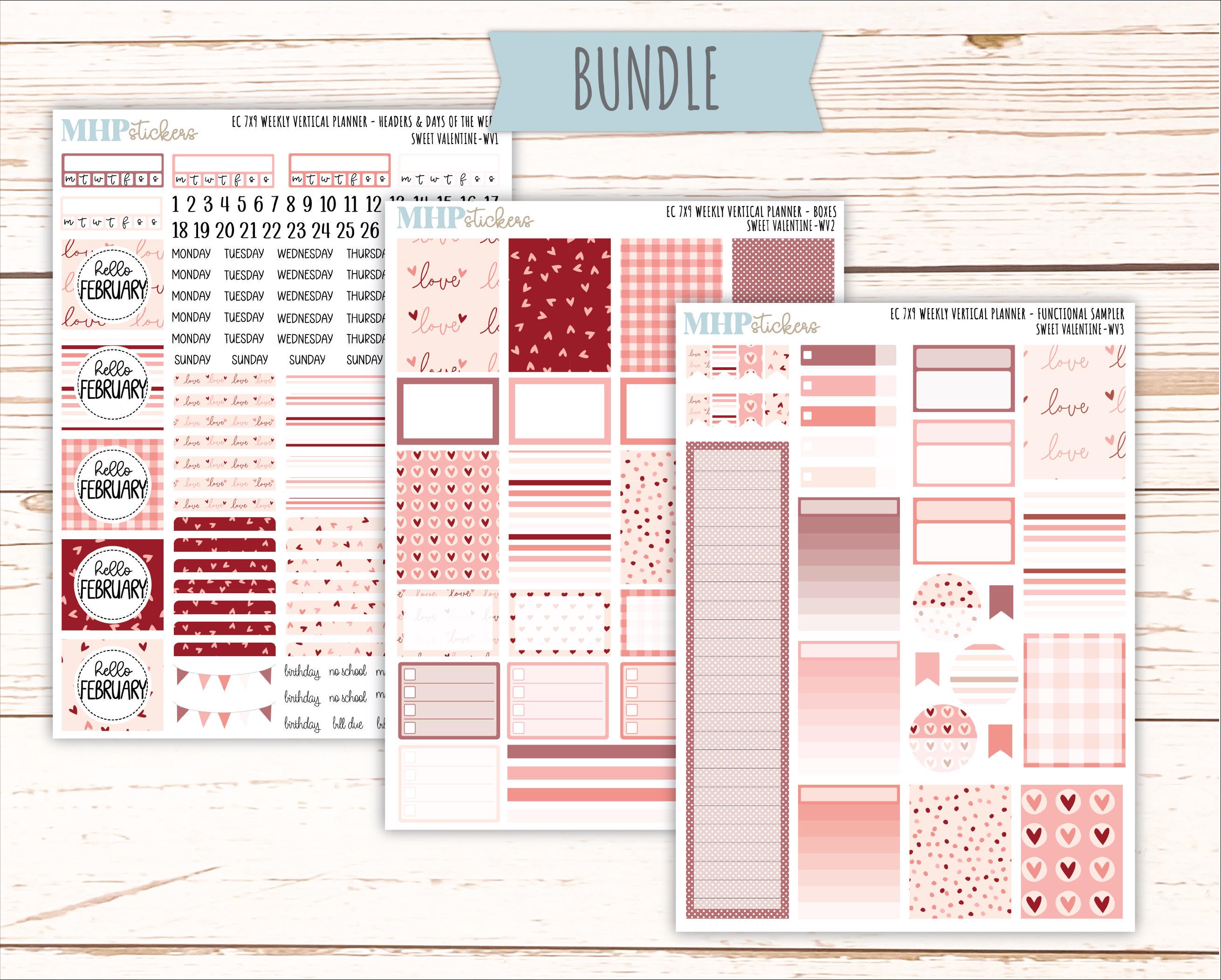 FEBRUARY Weekly Vertical Kits for 7x9 Erin Condren Planners. 2026 ...
