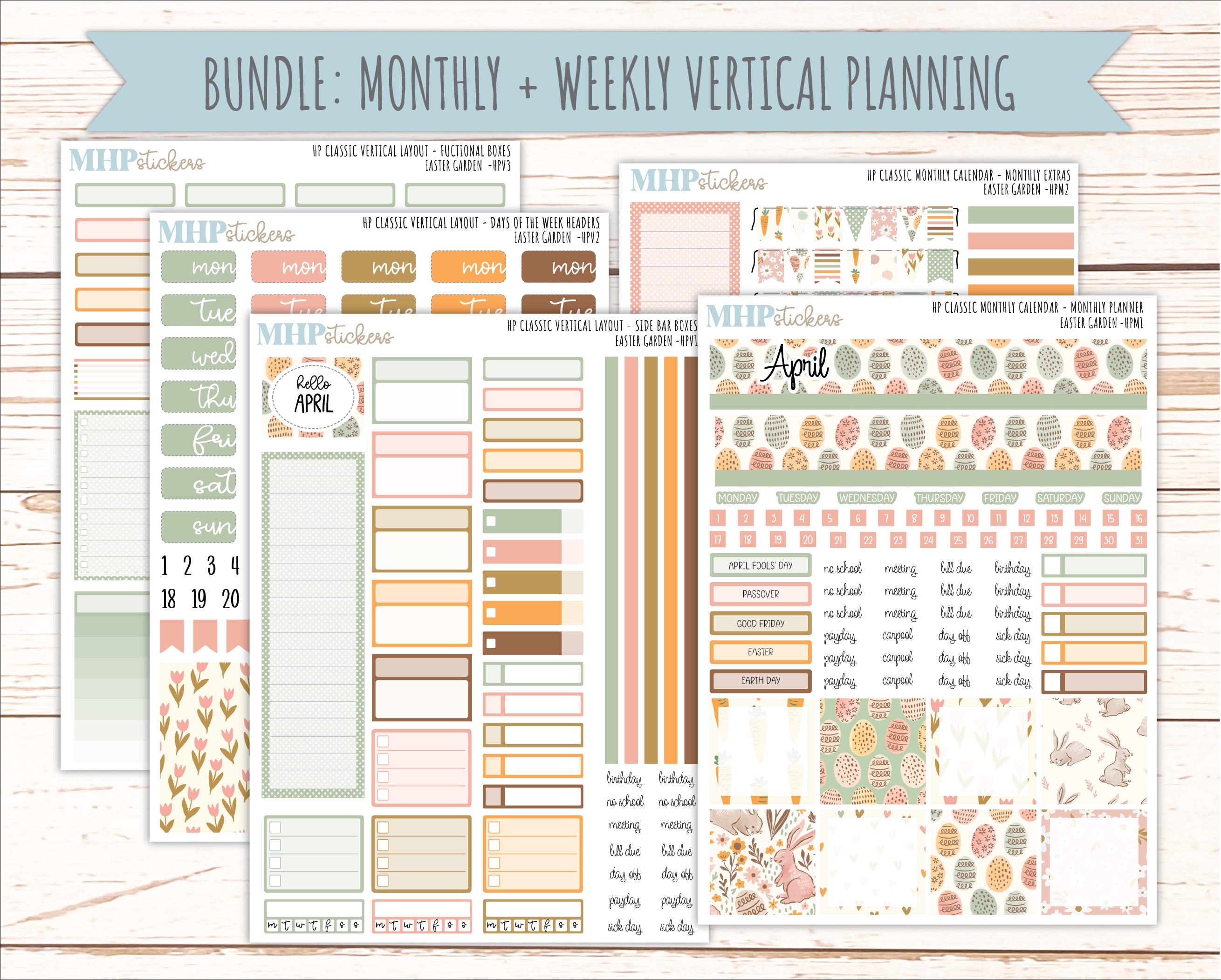 APRIL Stickers for Happy Planner Classic Vertical Layout. 2026 ...