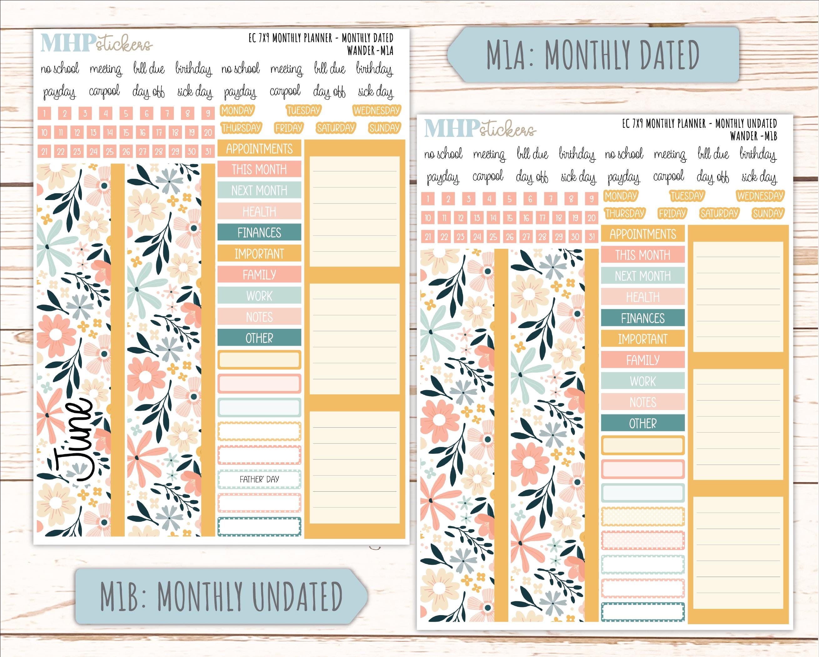 JUNE Monthly Kit for 7x9 Erin Condren Planners. 2026 Collection "wander ...