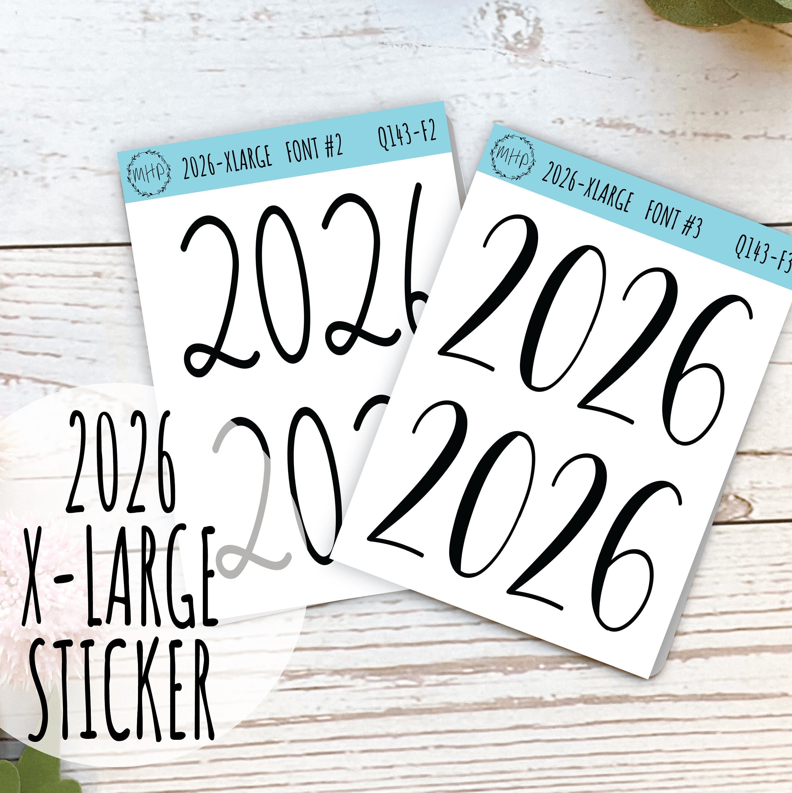 X Large 2026 Year Stickers for Planners || Q143