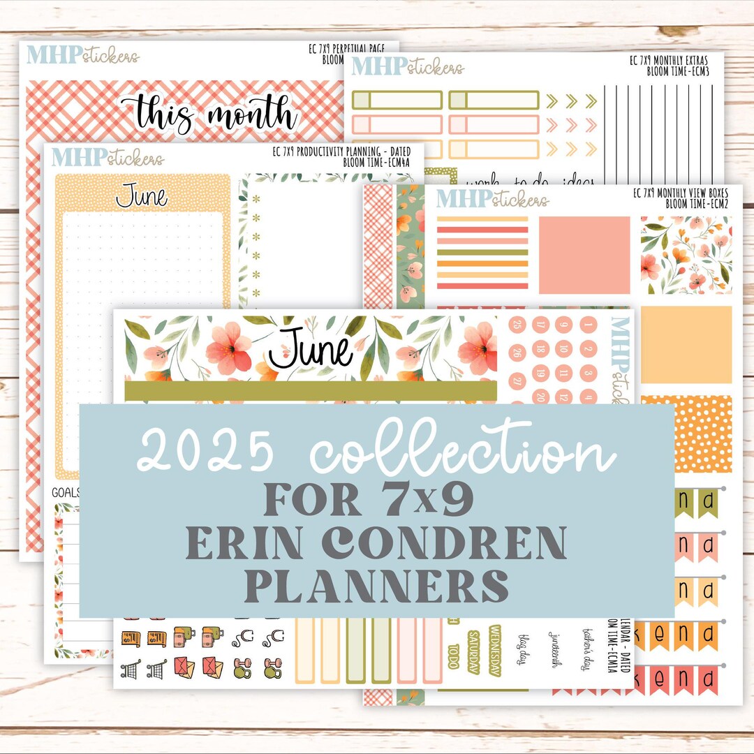 JUNE MONTHLY Kit Stickers for 7x9 Erin Condren Planners. 2025 ...