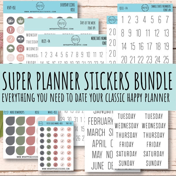Planner Sticker Bundle Perfect for Classic Happy Planner || B01-WM