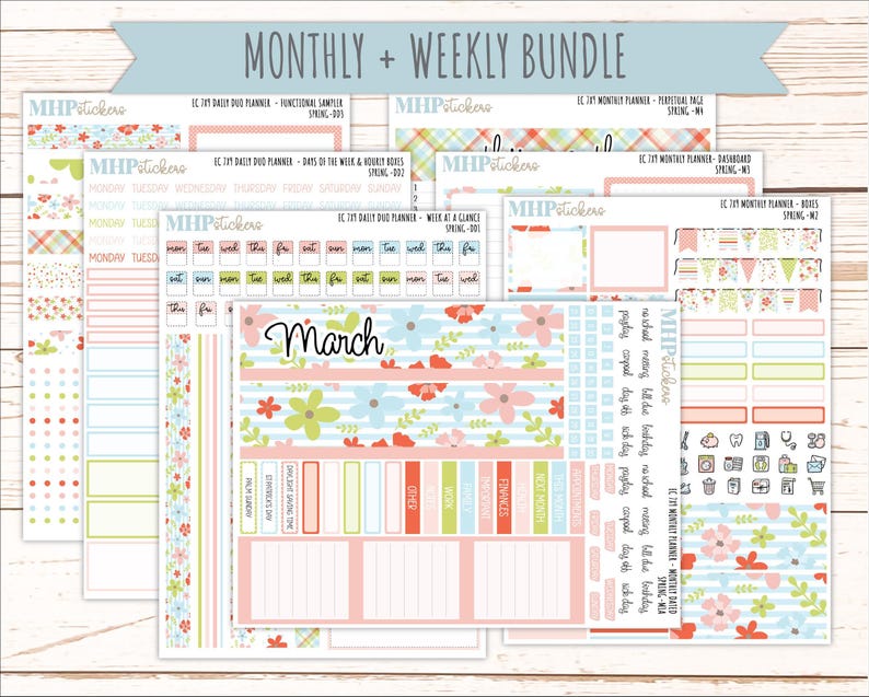 MARCH Daily Duo Sticker Kit for 7x9 Erin Condren Planners. 2026 ...