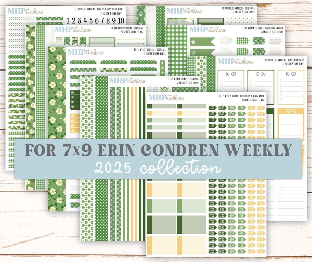MARCH Weekly Planning Kits for 7x9 Erin Condren Planners. "st Patrick's ...