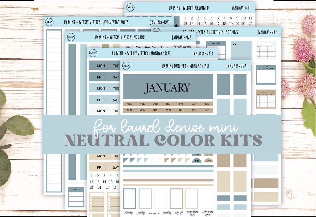 JANUARY Neutral Color Stickers for Small Laurel Denise Planners || JAN ...
