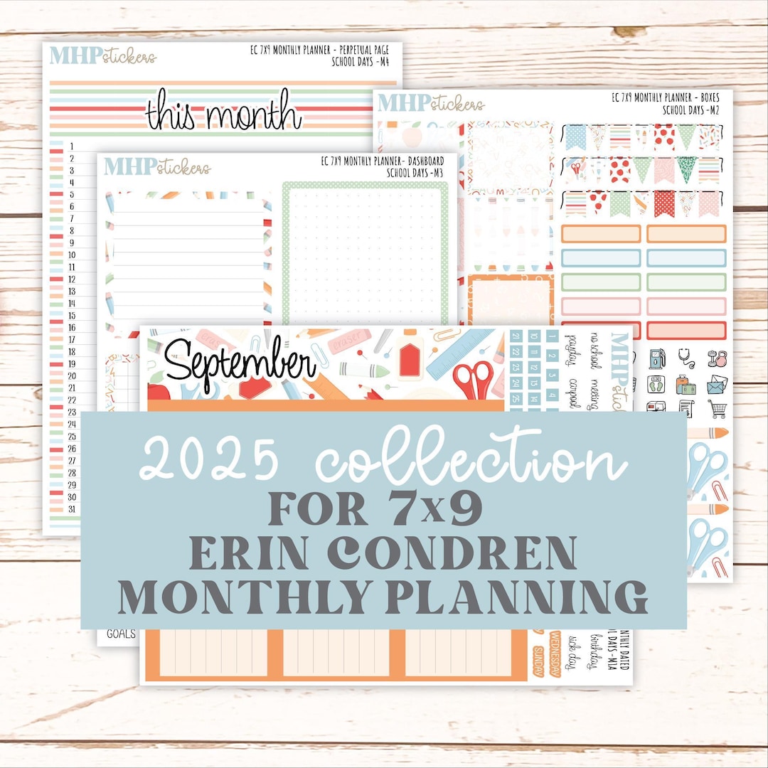 SEPTEMBER MONTHLY Kit for 7x9 Erin Condren Planners. 2025 Collection ...