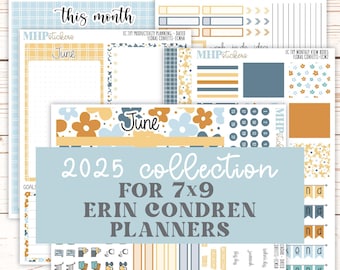 JUNE MONTHLY Kit Stickers for 7x9 Erin Condren Planners. 2025 Collection  "Floral Confetti" || ECMFC