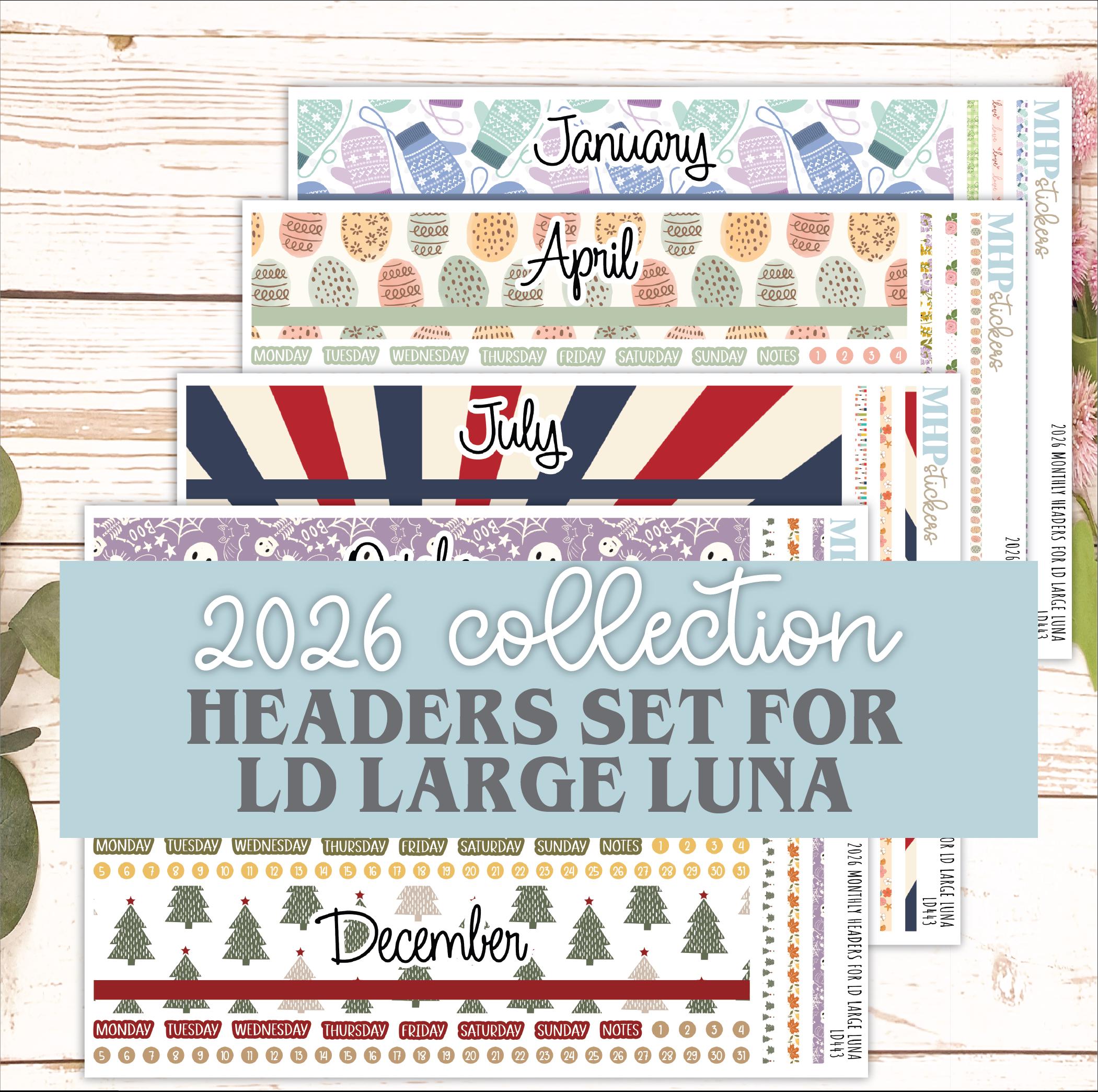Pretty Planner Header 2026 Monthly Headers Set for the Large Luna Laurel Denise Planners ...