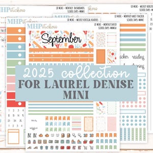 SEPTEMBER 2025 Stickers for Small Horizontal & Vertical Laurel Denise Planners. (Formerly Mini Planner)  &quot;School Days&quot;  || MN