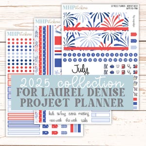 Stickers JULY pour agenda 4 colonnes LD (anciennement Project Planner) « Happy 4th » || PPH4