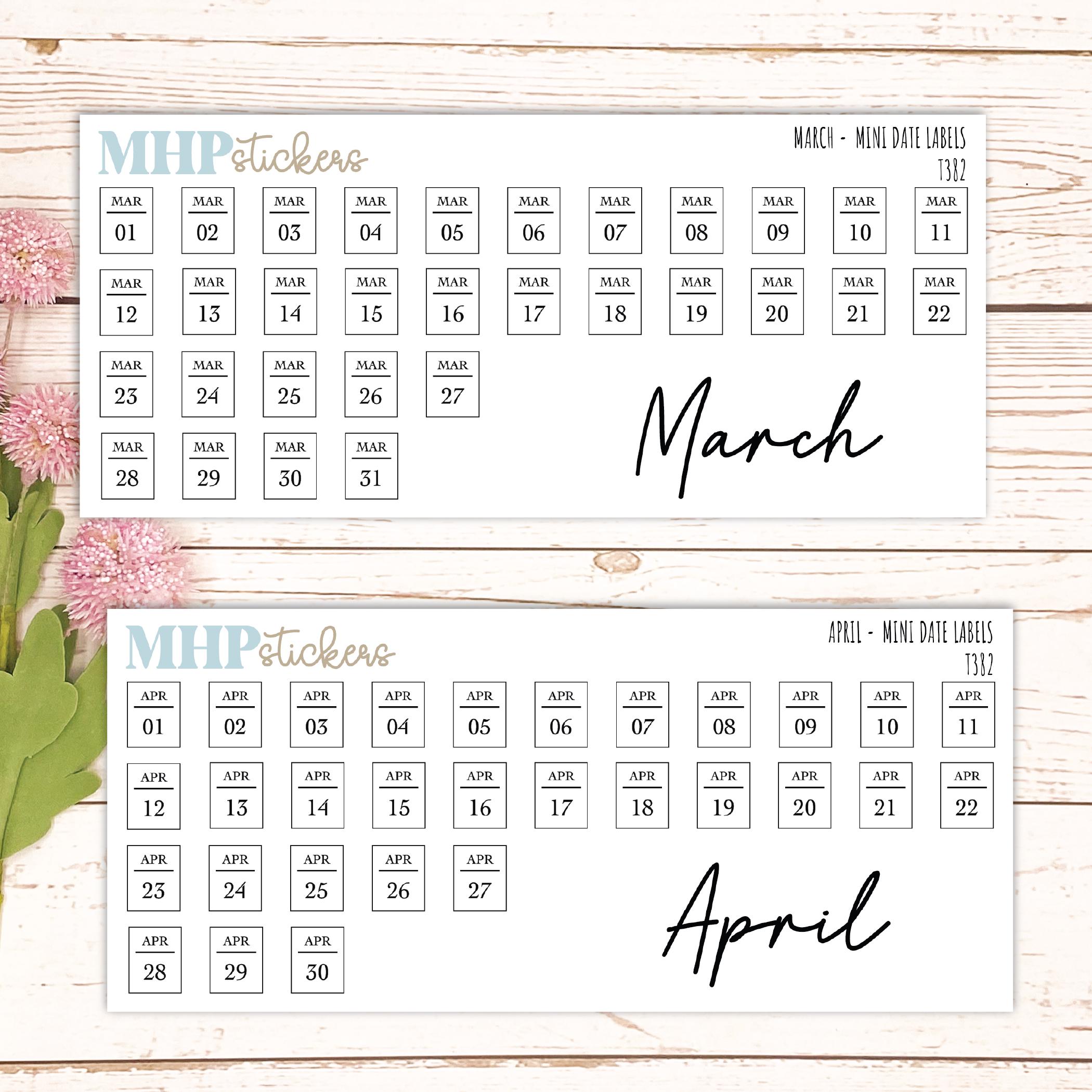 Mini Date Display Mini Date Labels for Planners. Sticker Planners || T382 - Etsy
