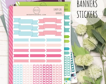 Banner Stickers for College Planner, Teachers Planners and Bullet Journals. Sticker Sheets || F715