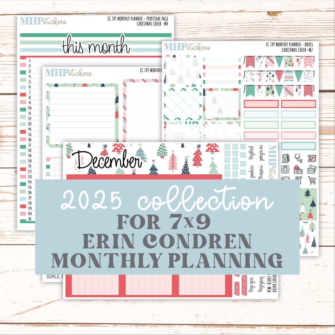 DECEMBER MONTHLY Kit for 7x9 Erin Condren Planners. 2025 Collection ...