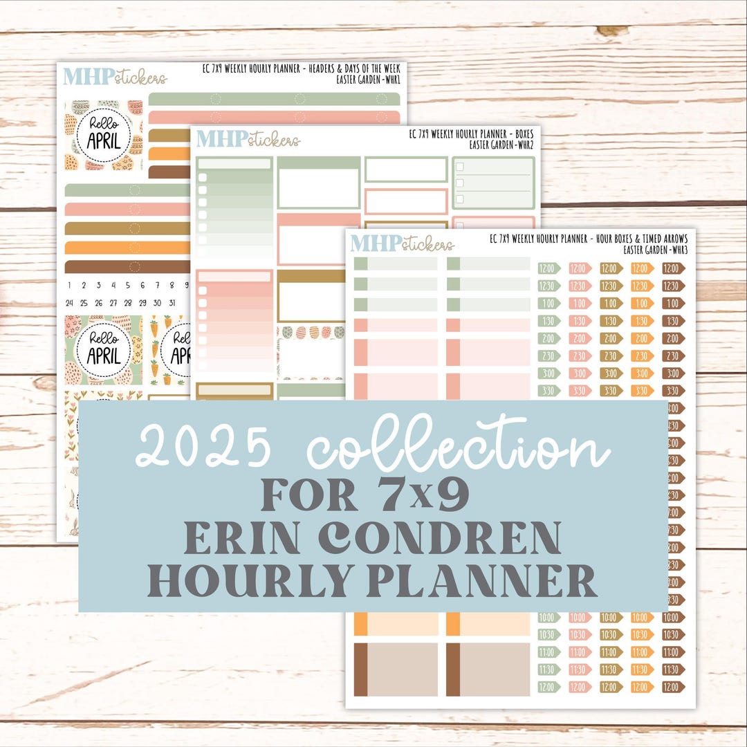 APRIL Weekly Hourly Planning Kits for 7x9 Erin Condren Planners. 2026 ...