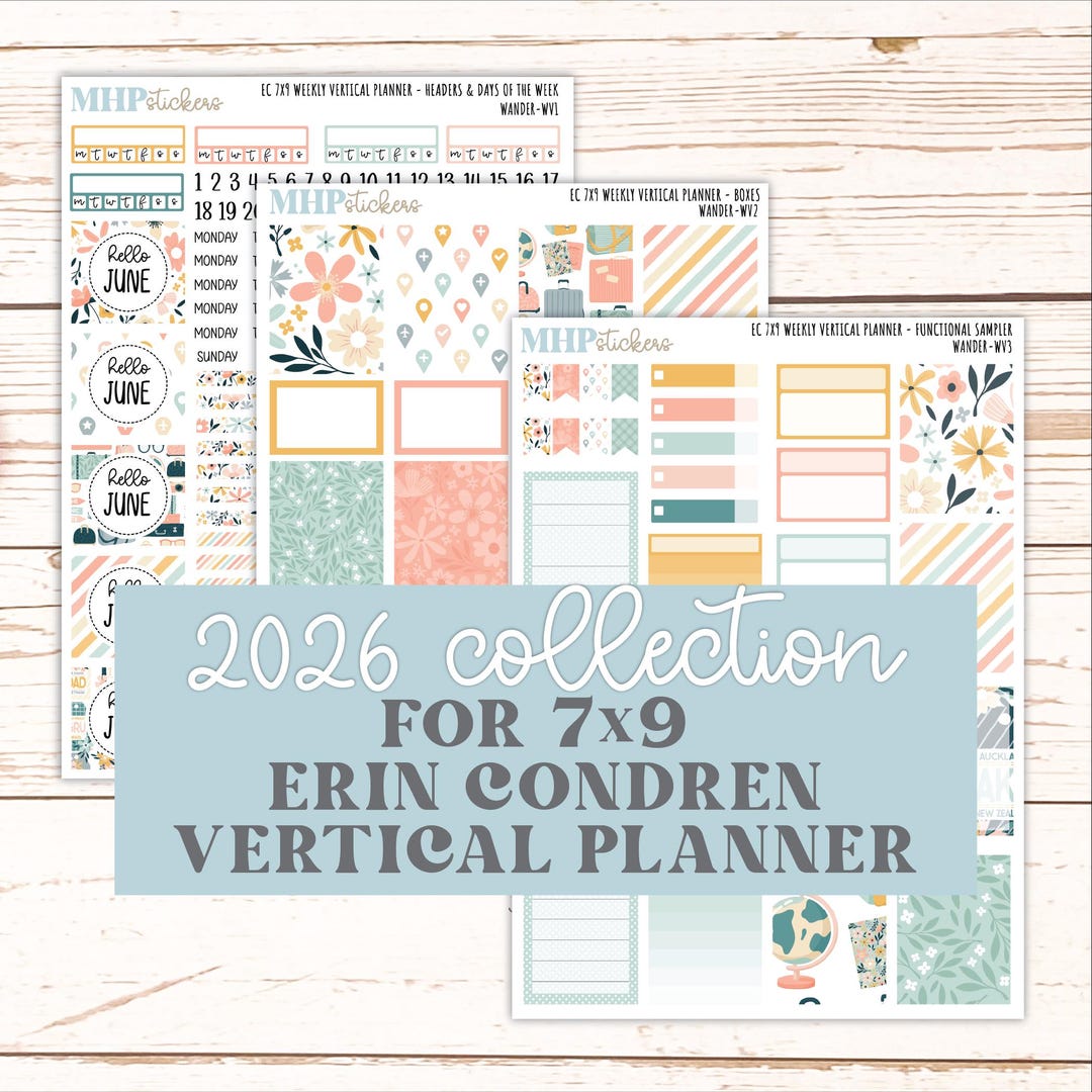 JUNE Weekly Vertical Kits for 7x9 Erin Condren Planners. 2026 ...