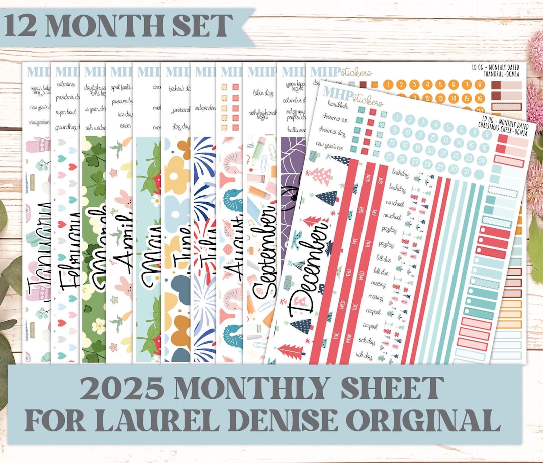 12 Monthly Sheet Set for the Large Nancy & Anne Laurel Denise Planner ...
