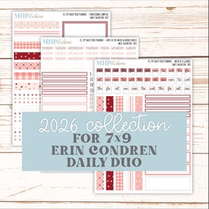 FEBRUARY Daily Duo Sticker Kit for 7x9 Erin Condren Planners. 2026 Collection "Sweet Valentine"  || ECDD