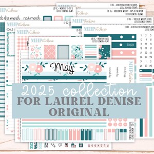 MAI 2025 Stickers pour agendas horizontaux et verticaux Laurel Denise, taille originale. « Petites fleurs » || OGLF