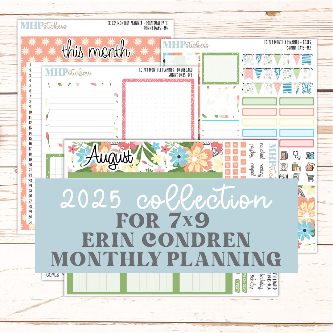 AUGUST MONTHLY Kit for 7x9 Erin Condren Planners. 2025 Collection ...