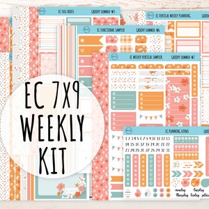Erin Condren 7x9 Weekly Planning Kit. AUGUST &quot;Groovy Summer&quot; Planner Stickers || GS-W