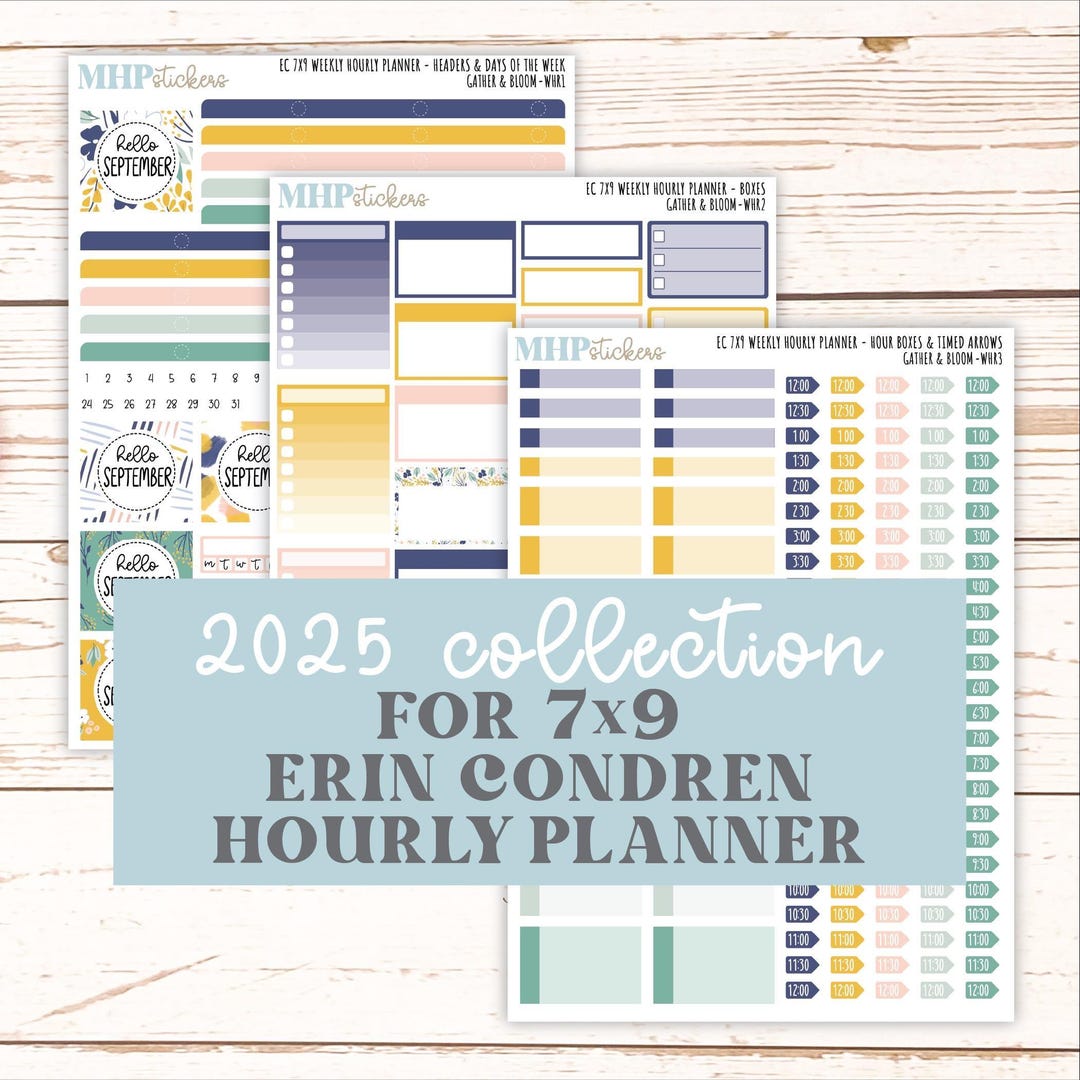 SEPTEMBER Weekly Hourly Planning Kits for 7x9 Erin Condren Planners ...