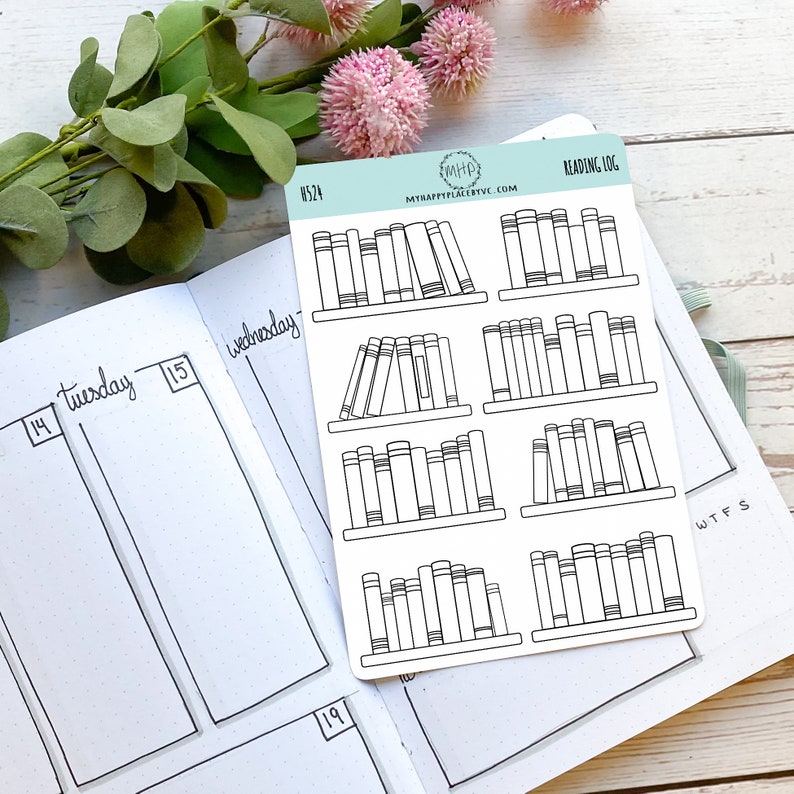 Reading Log Stickers for Bullet Journals. Stickers for Etsy