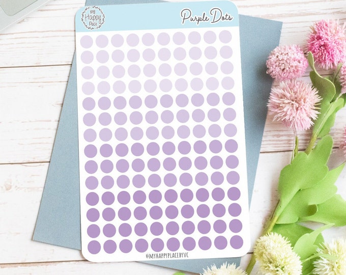Purple Dots Planner Stickers for Bullet Journals, Planners and College Planner Sticker || H511-PUR