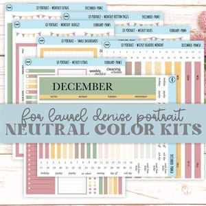 DECEMBER Stickers voor Laurel Denise Portrait planners. Neutrale kleur || PN