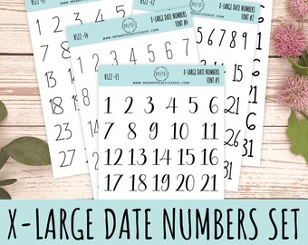 Sticker Set of X-Large Date Number Stickers for Planners, Organizers and Bullet Journals || S07