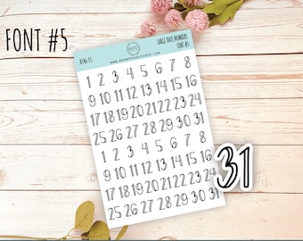 Large Date Number Stickers for Planners, Organizers and Bullet Journals.  College Planner. 8 Fonts to Choose From H546 