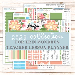 AUGUST Stickers for EC Teacher Lesson Planner. 2025 Collection  &quot;Sunny Days&quot;  || ECT