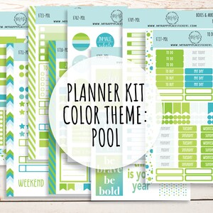 Weekly Kit Sheets "POOL" Stickers for 7X9 Planners and Bullet Journals