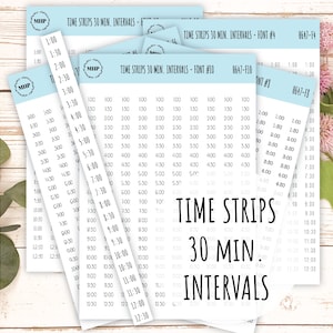Tijdstroken voor planners. Intervallen van 30 minuten. Plannerstickers || H647
