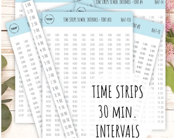 Time Strips for Planners. 30-Minutes Intervals. Planner Stickers  || H647