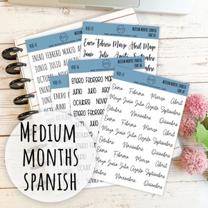 Medium SPANISH Month Stickers for Bullet Journals and Planners.  || H581