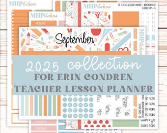 SEPTEMBER Stickers for EC Teacher Lesson Planner - Vertical Layout.. 2025 Collection  "School Days"  || ECT