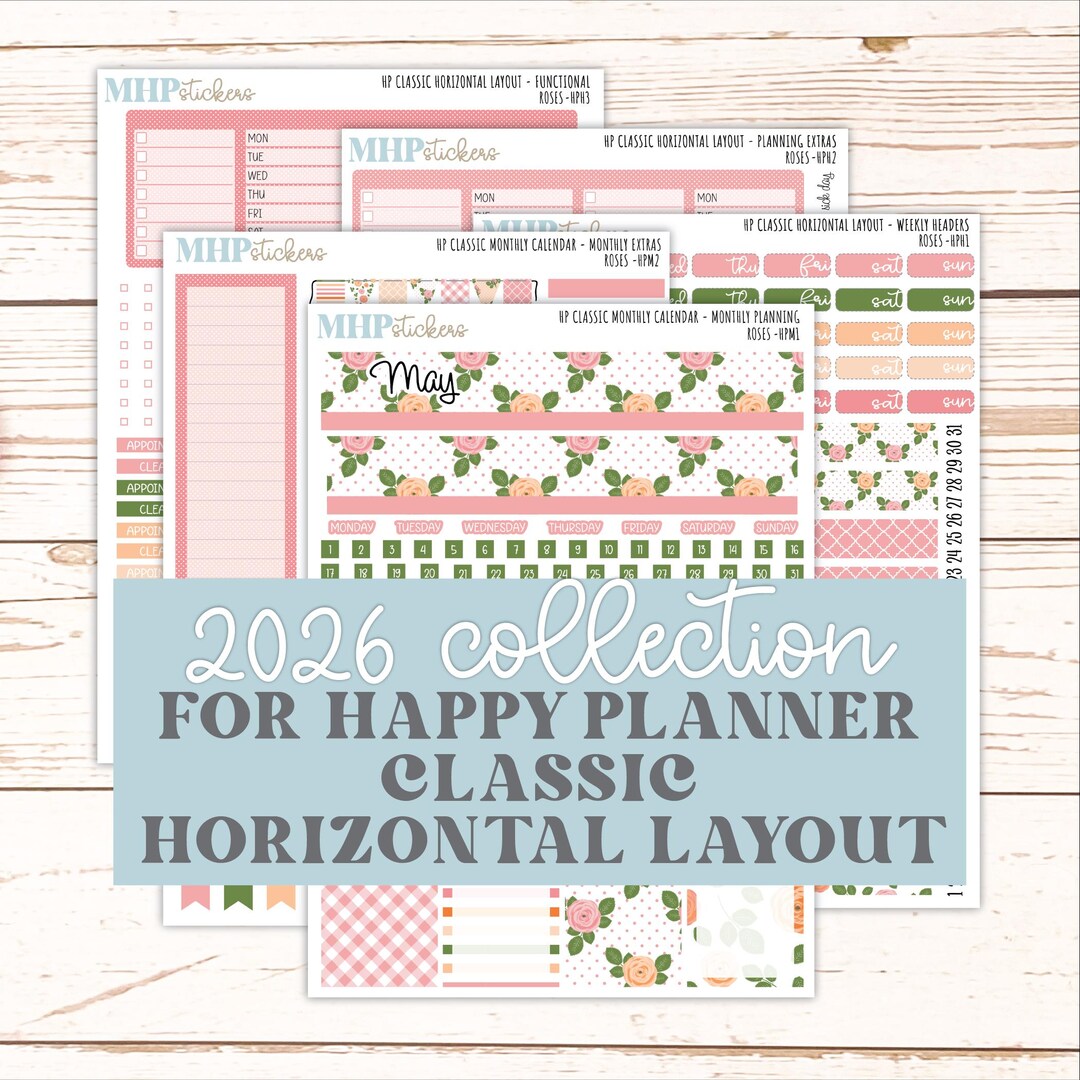 MAY Stickers for Happy Planner Classic Horizontal Layout. 2026 ...