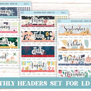Monthly Headers Set for the Small Nancy & Anne Laurel Denise Planners || LD402