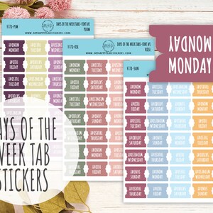 Days of the Week Tabs. Stickers for Planners. Tabs for Planners. Days of the Week Stickers || F778