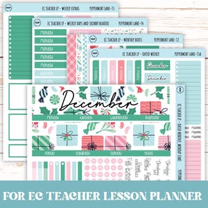 DECEMBER Stickers voor Erin Condren Teacher Lesson Planner. "Pepermuntlaan" || ECT-PML