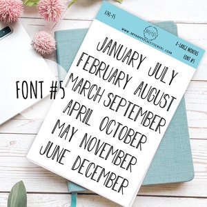 X-LARGE Month Stickers for Planners, Organizers, Bullet Journals, and Happy Planners F741 Font # 5