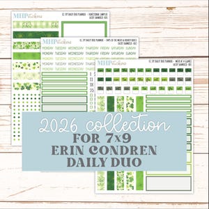 MARCH Daily Duo Sticker Kit for 7x9 Erin Condren Planners. 2026 Collection "Lucky Shamrock"  || ECDD