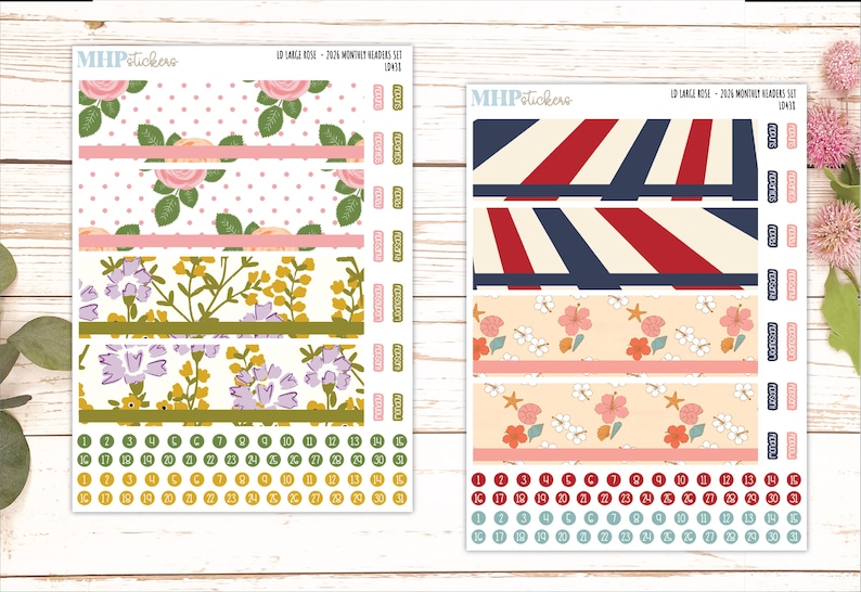 Planner Header Images 2026 Monthly Headers Set for the Large Rose Laurel Denise Planner ...