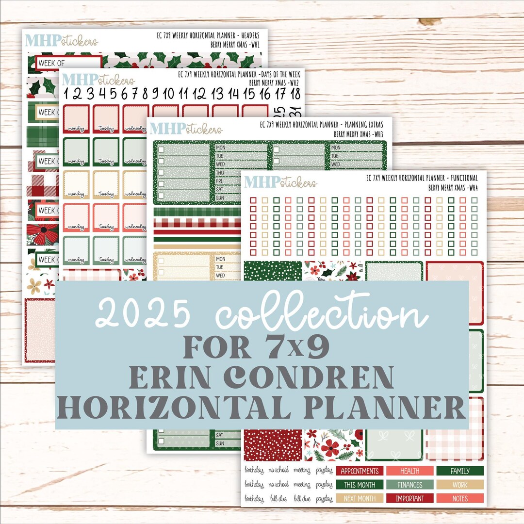 DECEMBER Weekly Horizontal Planning Kit for 7x9 Erin Condren Planners ...