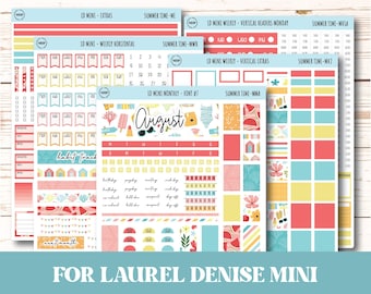 August Stickers for Small Horizontal & Vertical Laurel Denise Planners. (Formerly Mini Planner)  "Summer Time"  || MST